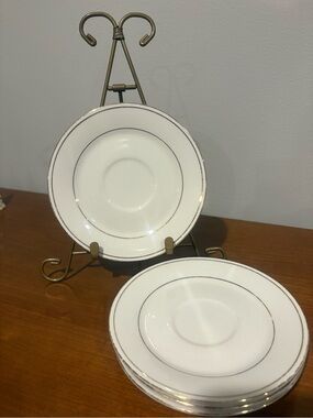 Dynasty White Porcelain Saucer with Gold Band and Trim Dining Serveware Saucers